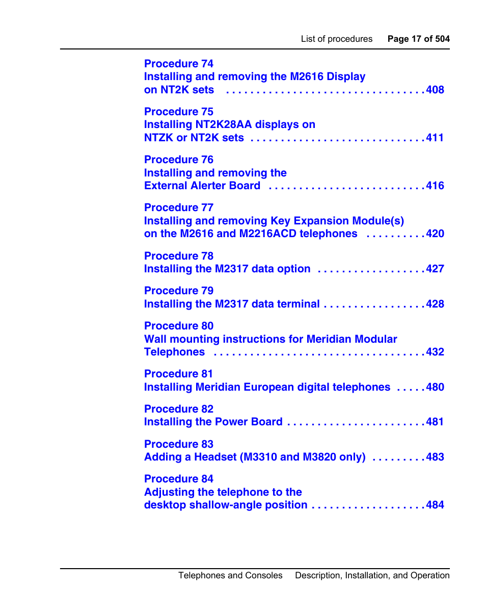 Nortel Networks M3110 User Manual | Page 17 / 506