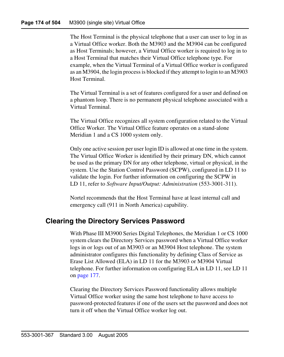 Clearing the directory services password | Nortel Networks M3110 User Manual | Page 174 / 506