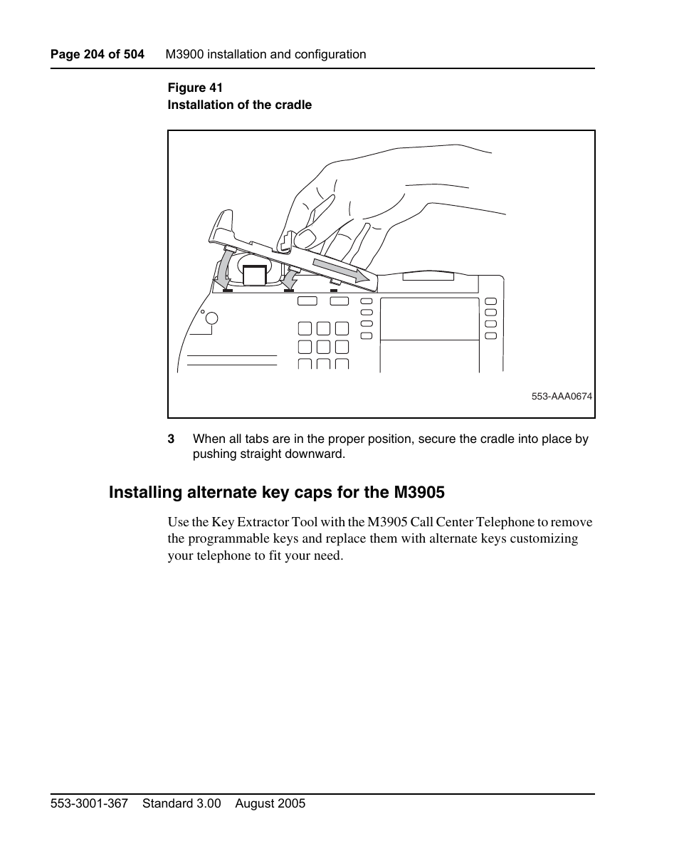 Installing alternate key caps for the m3905 | Nortel Networks M3110 User Manual | Page 204 / 506