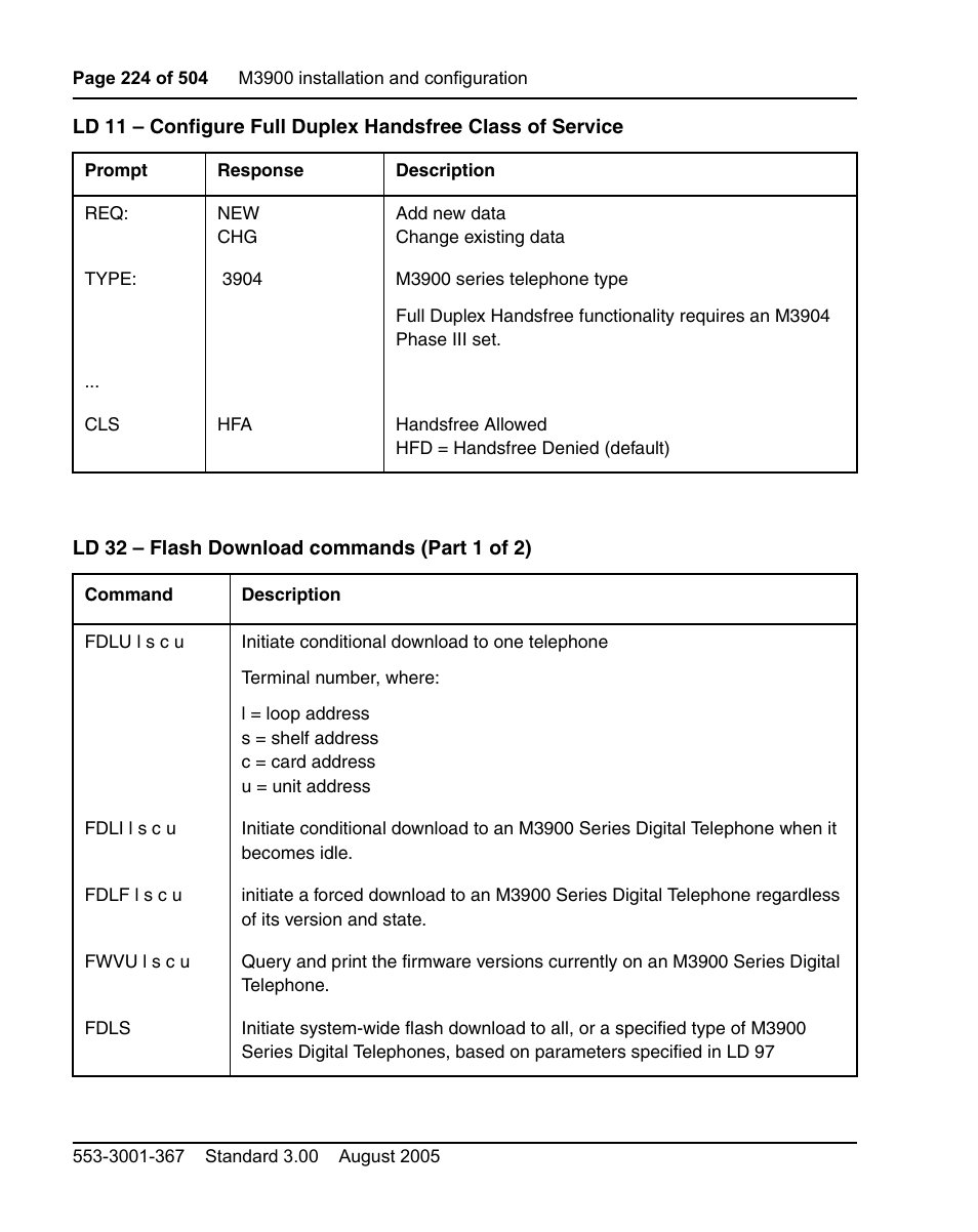 Ld 32 – flash download commands | Nortel Networks M3110 User Manual | Page 224 / 506