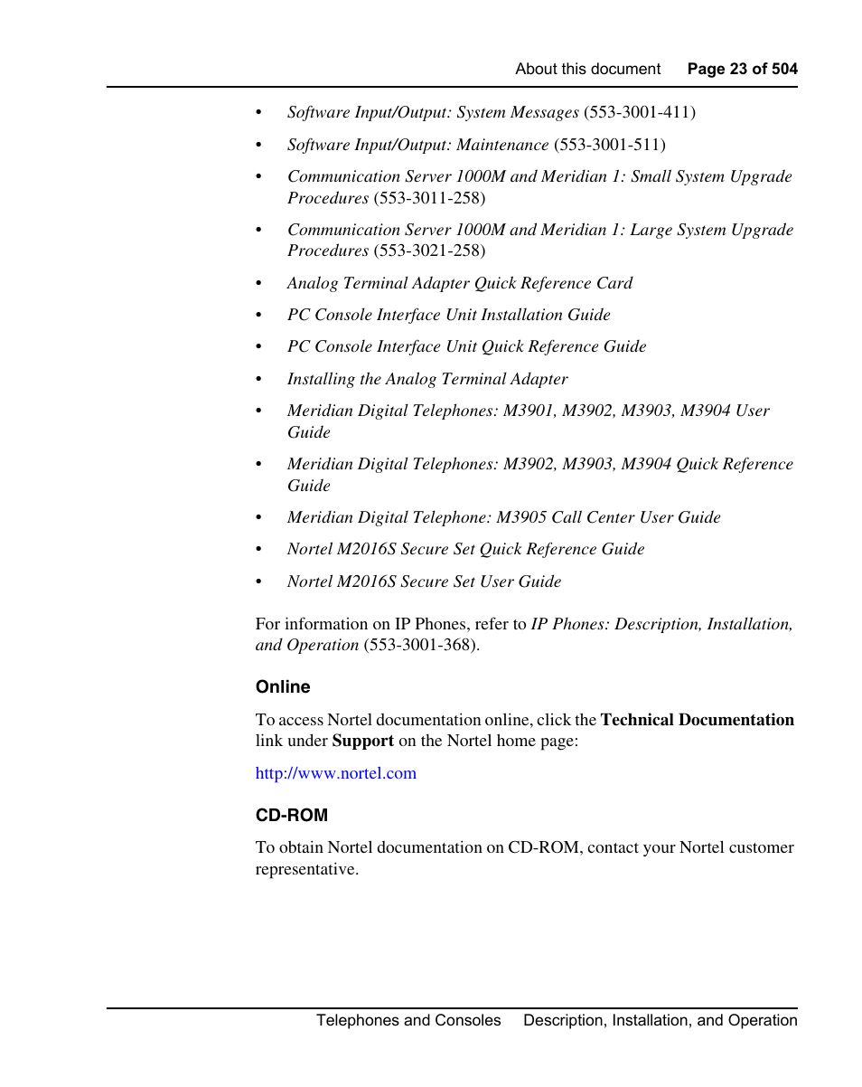 Nortel Networks M3110 User Manual | Page 23 / 506