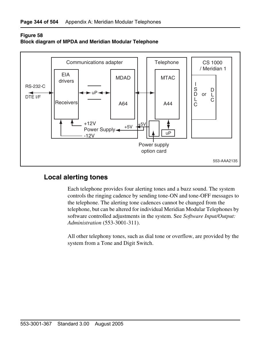 Local alerting tones, Figure 58 on | Nortel Networks M3110 User Manual | Page 344 / 506