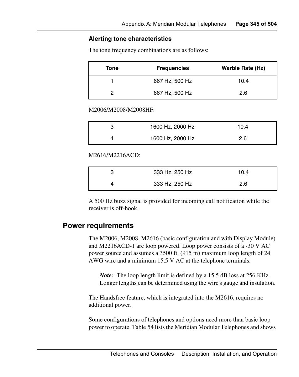 Power requirements, See “power requirements” on, Power requirements” on | Nortel Networks M3110 User Manual | Page 345 / 506
