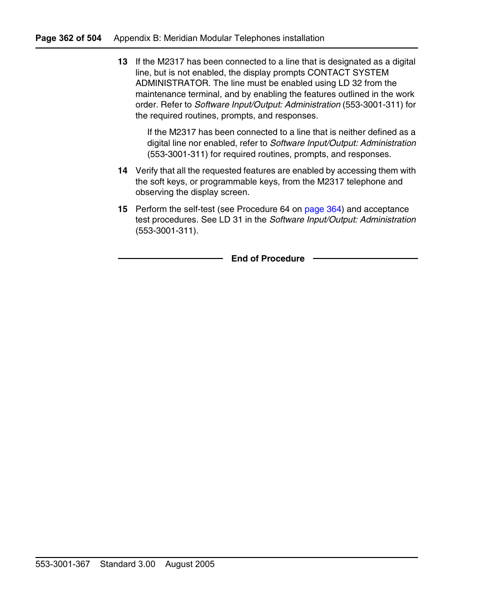 Nortel Networks M3110 User Manual | Page 362 / 506