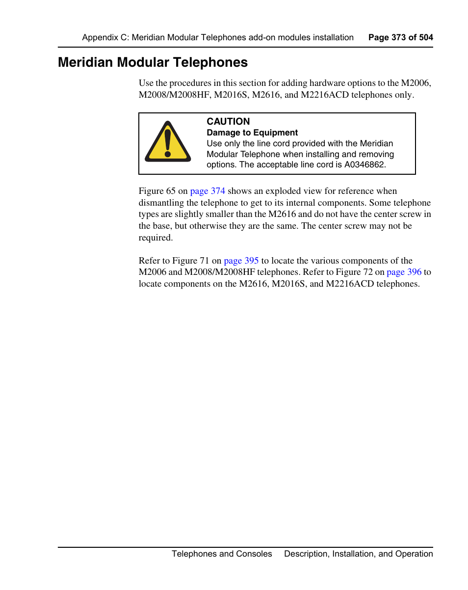 Meridian modular telephones | Nortel Networks M3110 User Manual | Page 373 / 506