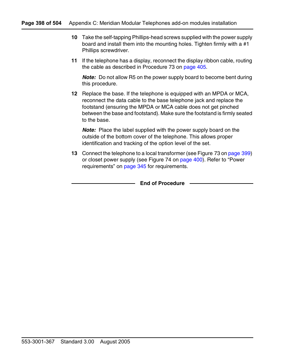 Nortel Networks M3110 User Manual | Page 398 / 506