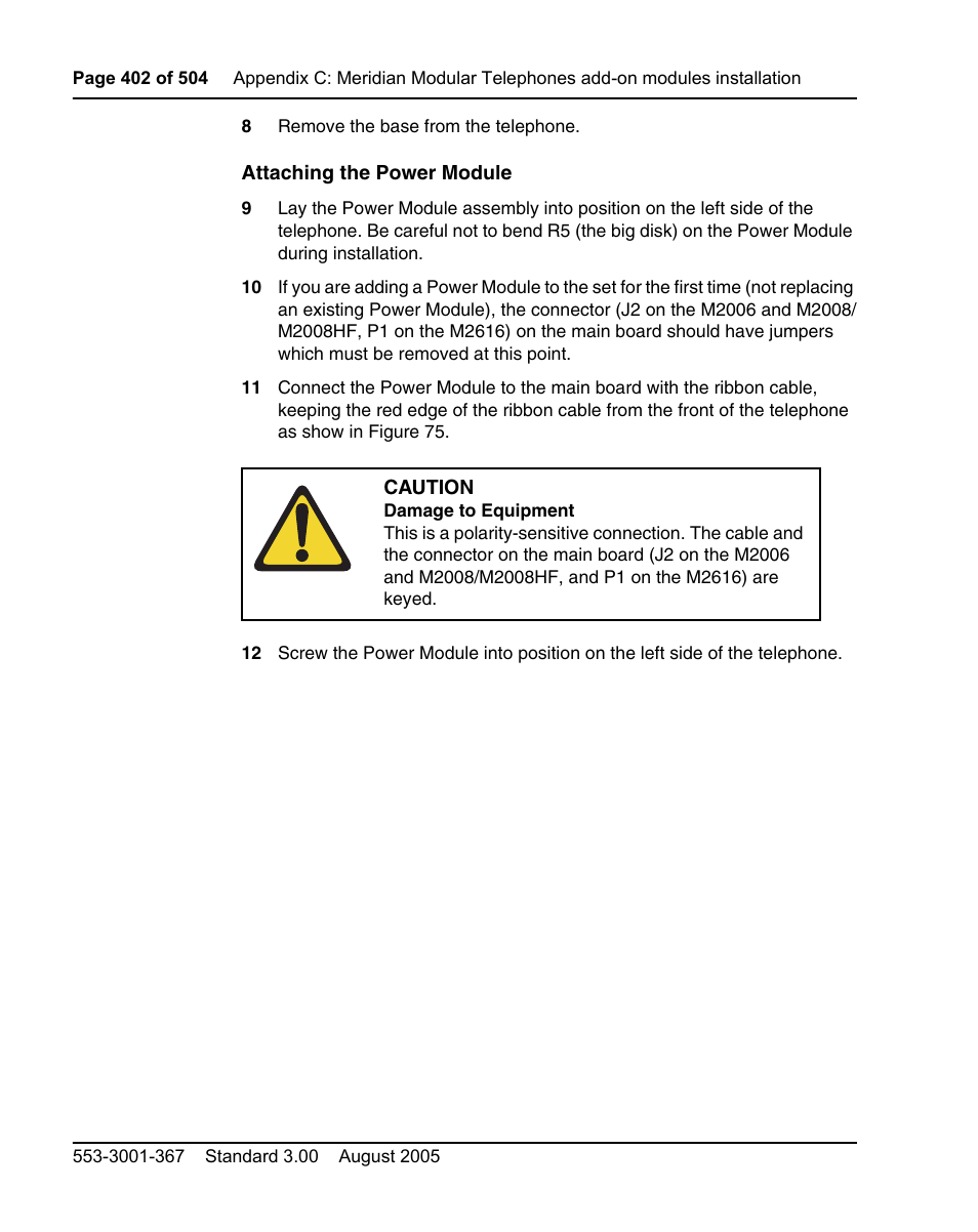 Nortel Networks M3110 User Manual | Page 402 / 506