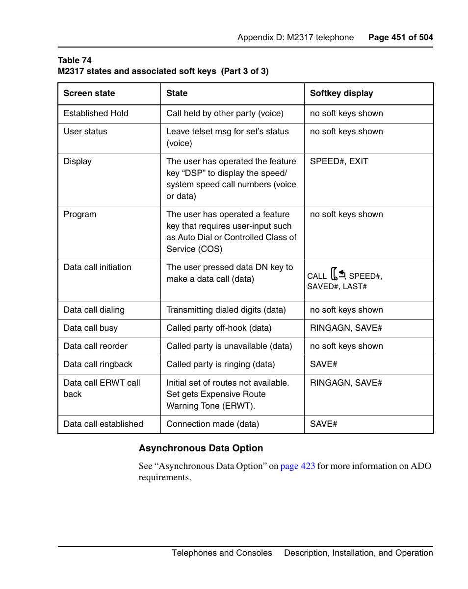 Nortel Networks M3110 User Manual | Page 451 / 506