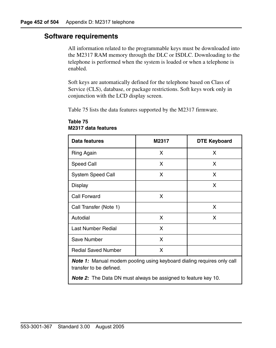 Software requirements | Nortel Networks M3110 User Manual | Page 452 / 506