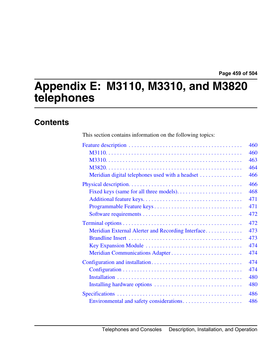 Nortel Networks M3110 User Manual | Page 459 / 506