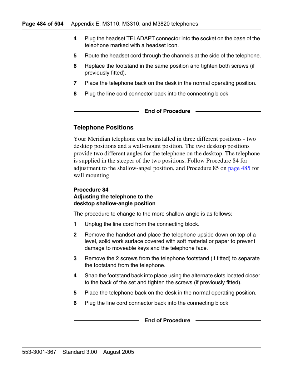 Nortel Networks M3110 User Manual | Page 484 / 506