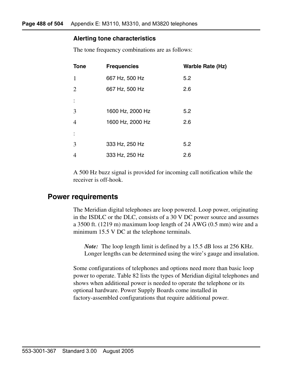 Power requirements, Power requirements” on | Nortel Networks M3110 User Manual | Page 488 / 506