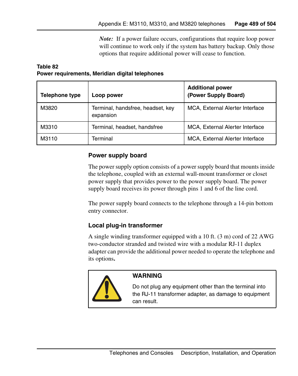 Nortel Networks M3110 User Manual | Page 489 / 506