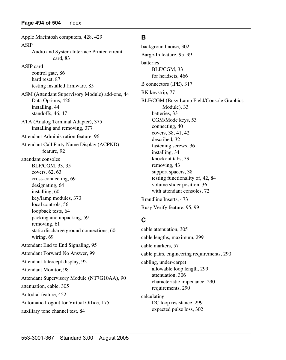 Nortel Networks M3110 User Manual | Page 494 / 506
