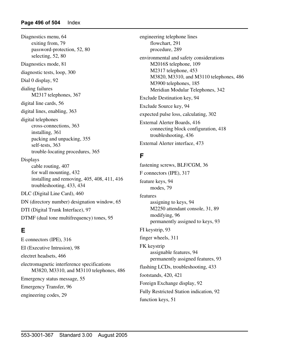Nortel Networks M3110 User Manual | Page 496 / 506