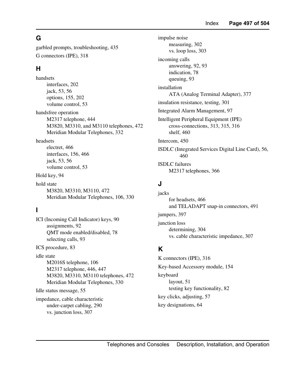 Nortel Networks M3110 User Manual | Page 497 / 506