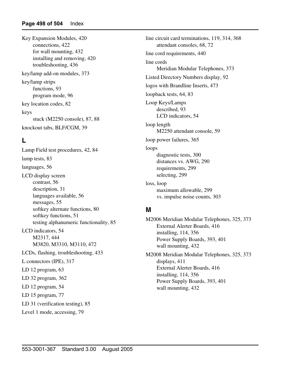 Nortel Networks M3110 User Manual | Page 498 / 506