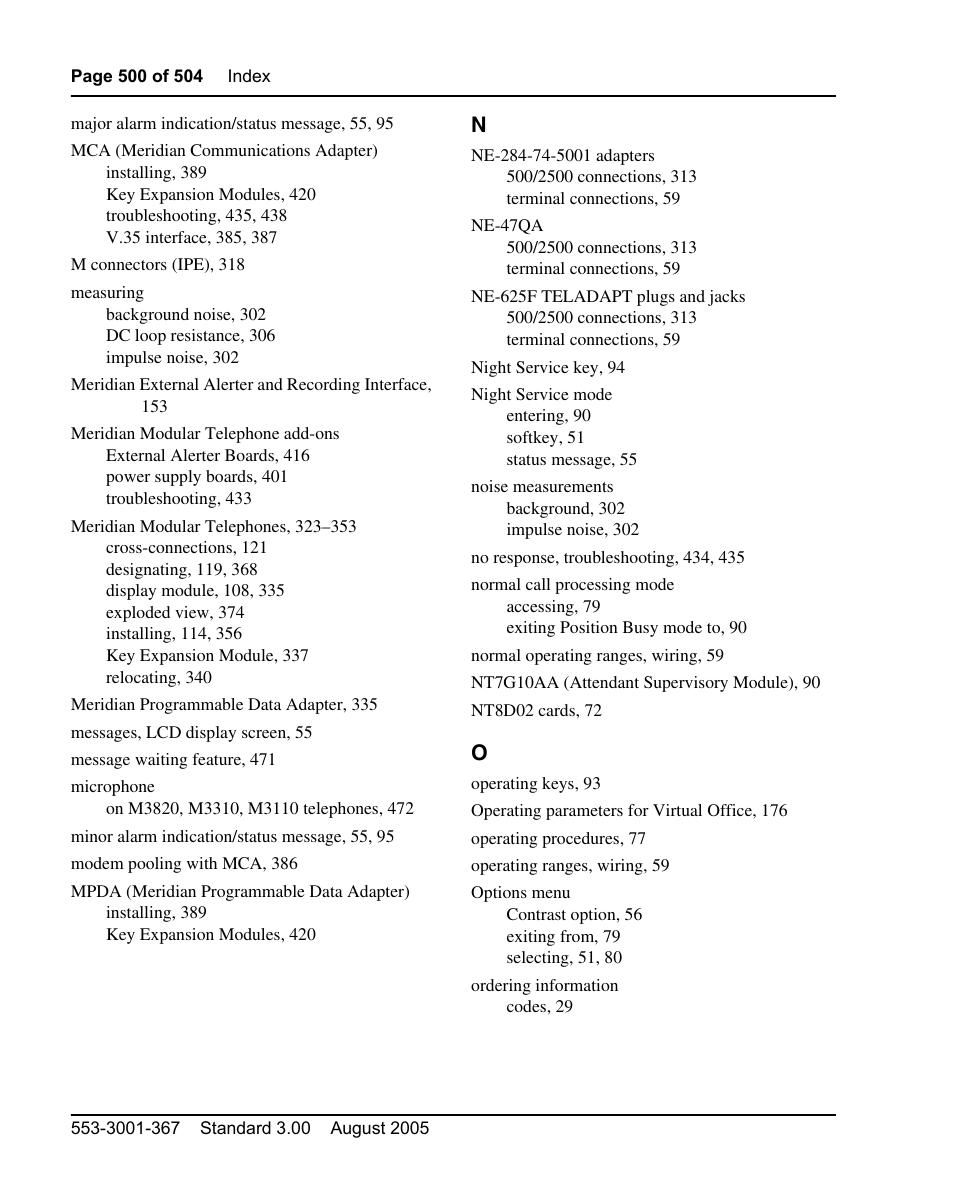Nortel Networks M3110 User Manual | Page 500 / 506