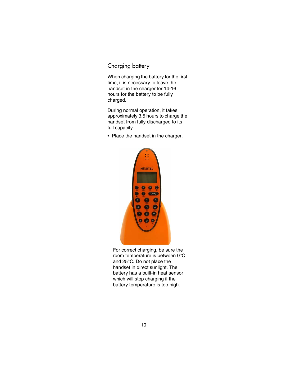 Charging battery | Nortel Networks 4146Ex User Manual | Page 10 / 63