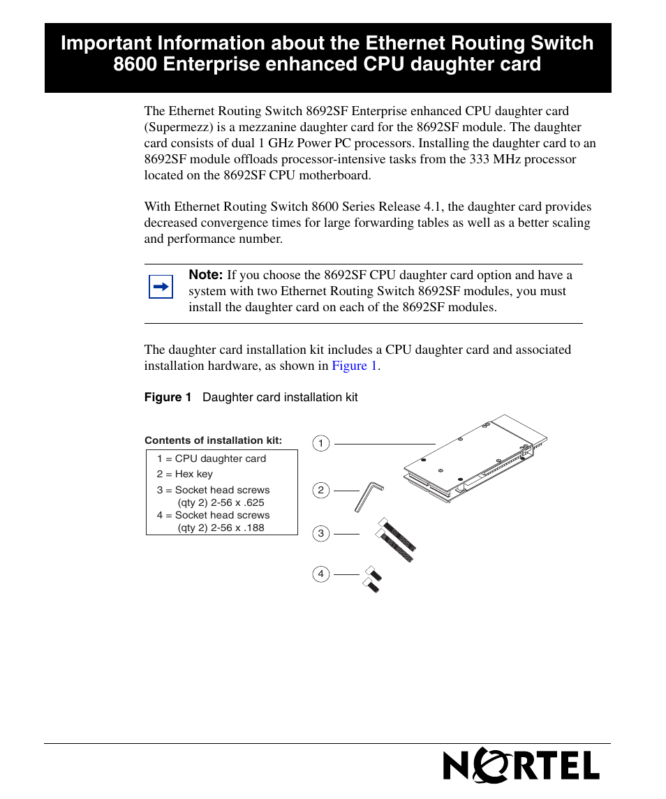 Nortel Networks 8692SF User Manual | 2 pages