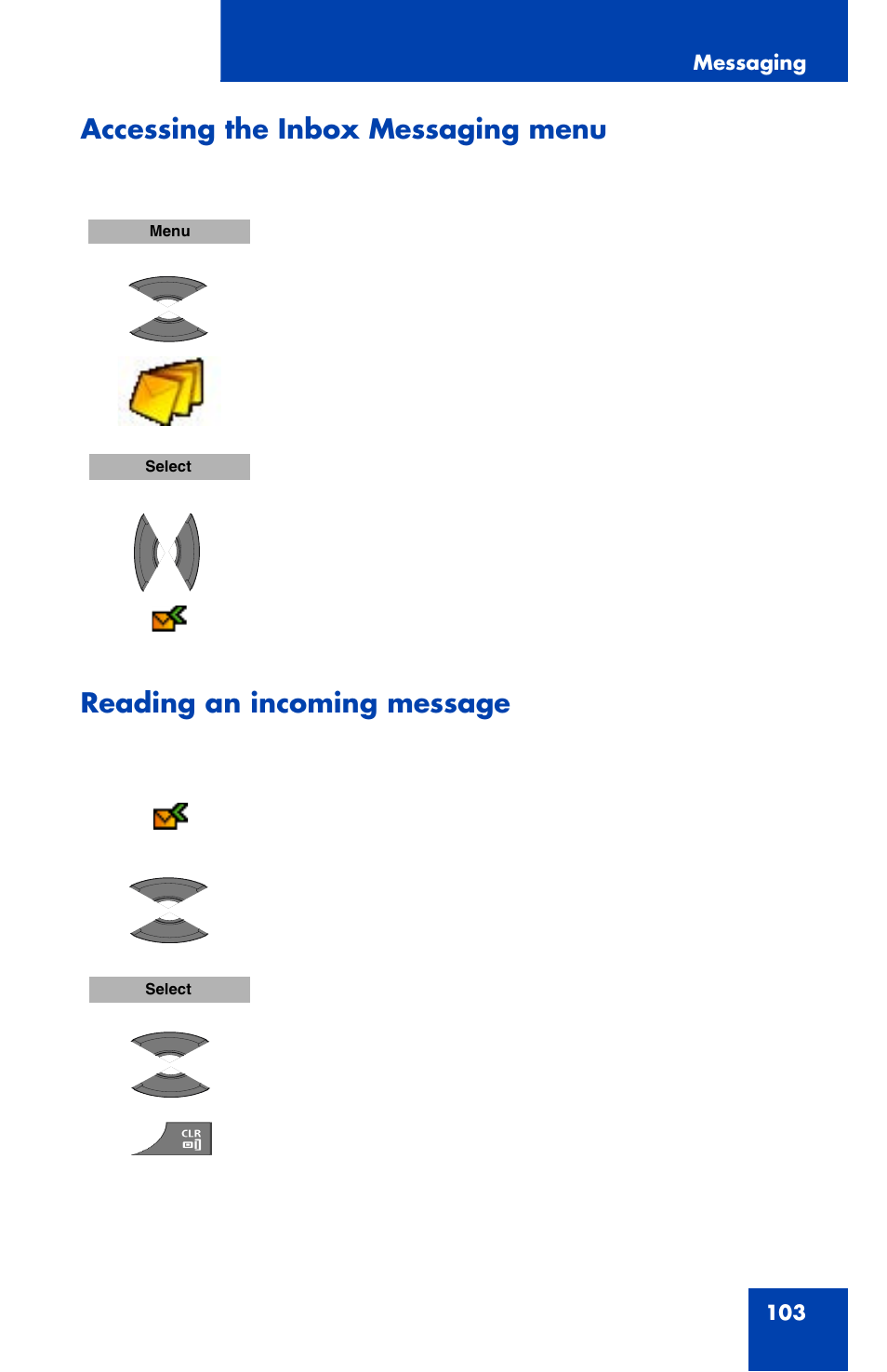 Accessing the inbox messaging menu, Reading an incoming message | Nortel Networks Nortel 4070 User Manual | Page 103 / 212