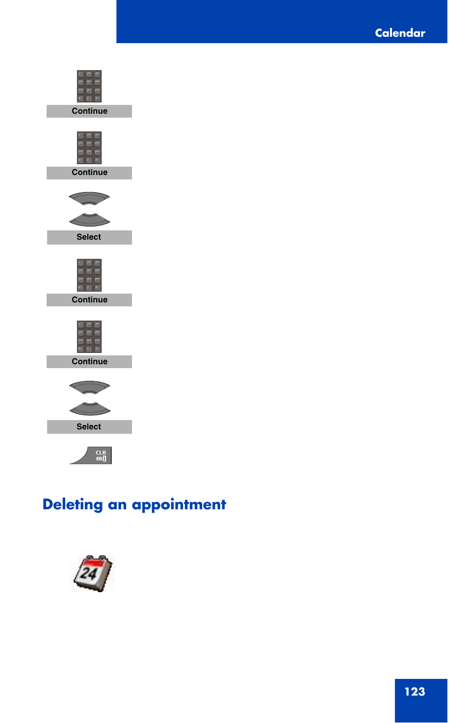 Deleting an appointment | Nortel Networks Nortel 4070 User Manual | Page 123 / 212