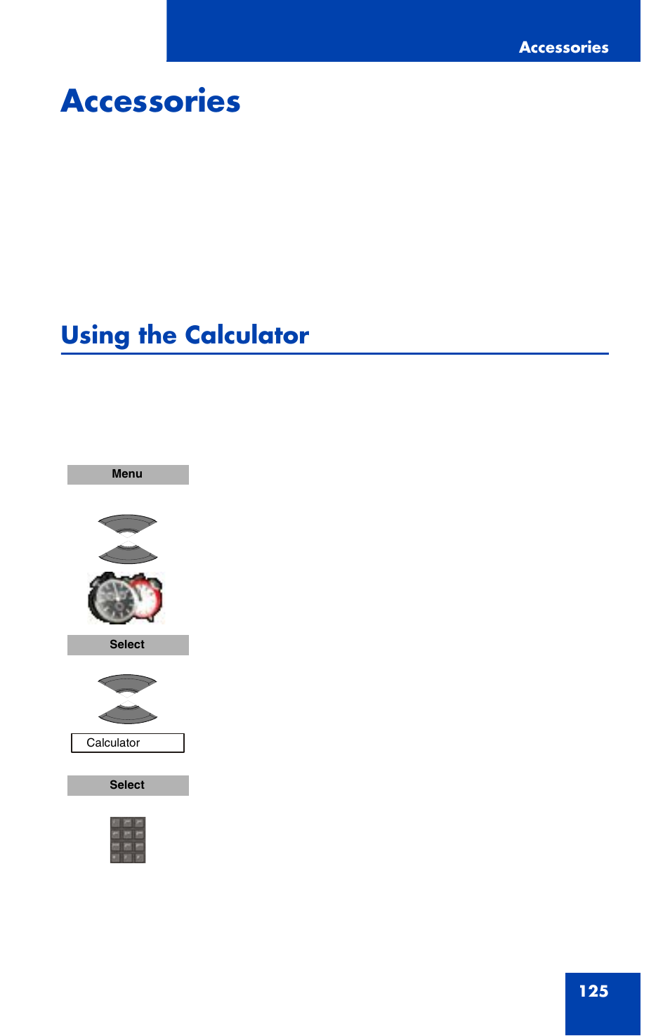 Accessories, Using the calculator | Nortel Networks Nortel 4070 User Manual | Page 125 / 212