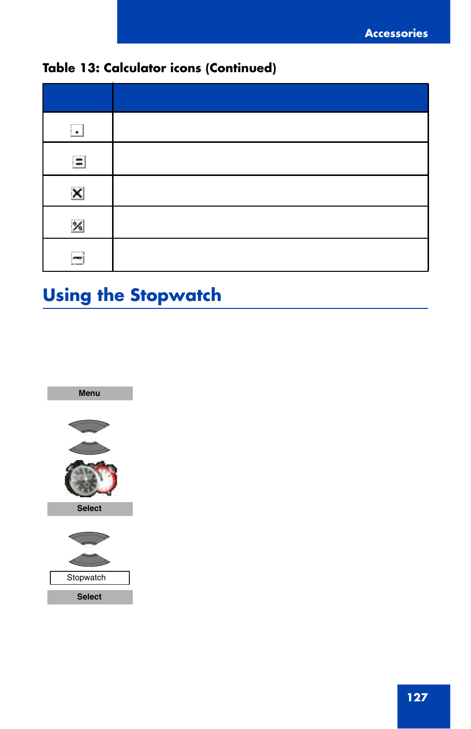 Using the stopwatch | Nortel Networks Nortel 4070 User Manual | Page 127 / 212