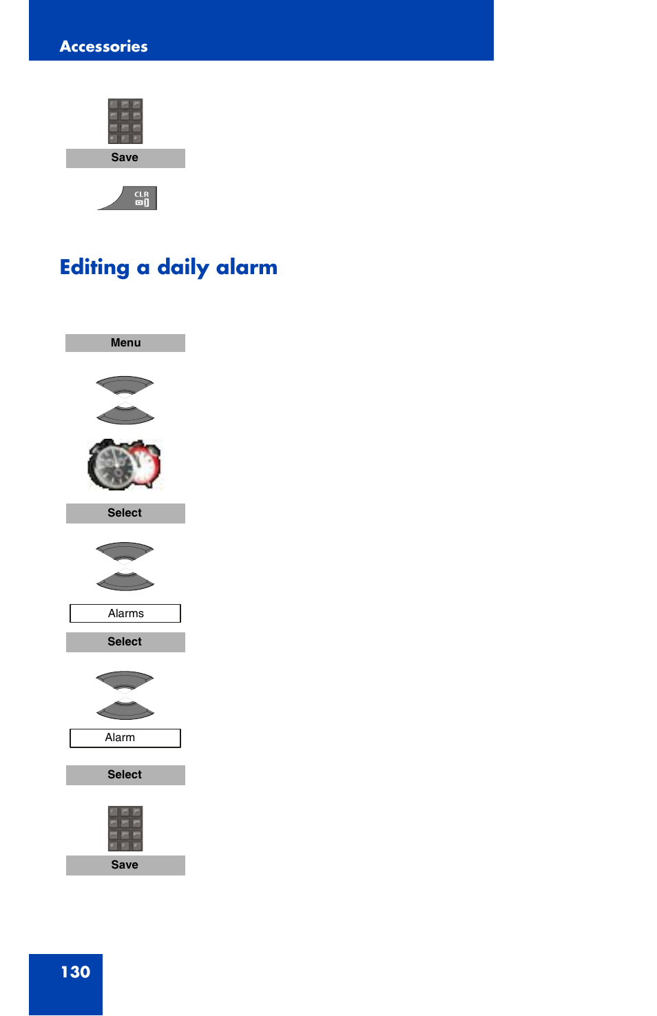 Editing a daily alarm | Nortel Networks Nortel 4070 User Manual | Page 130 / 212