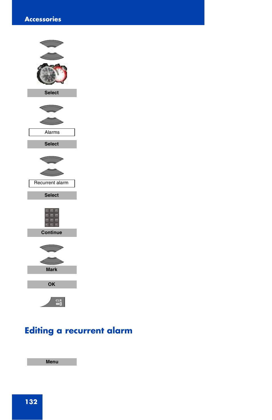 Editing a recurrent alarm | Nortel Networks Nortel 4070 User Manual | Page 132 / 212