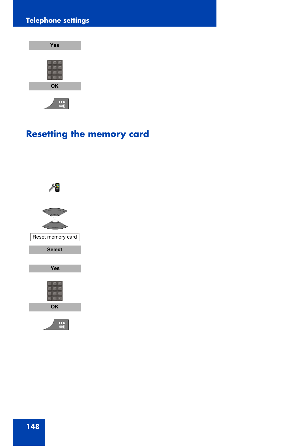 Resetting the memory card | Nortel Networks Nortel 4070 User Manual | Page 148 / 212