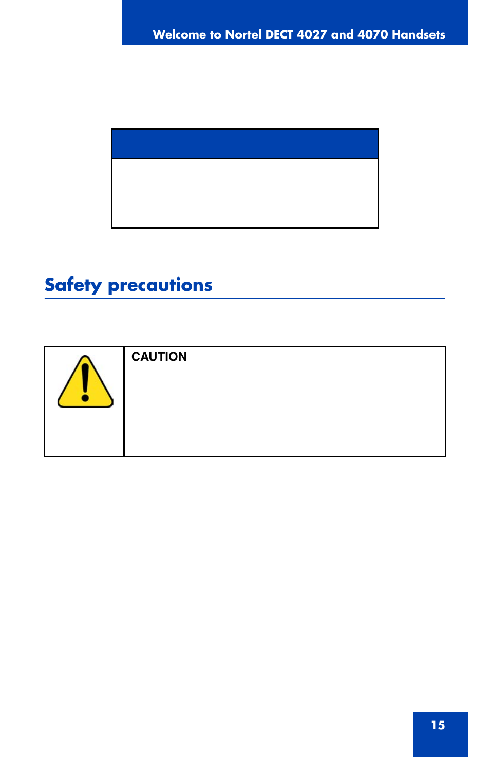 Safety precautions | Nortel Networks Nortel 4070 User Manual | Page 15 / 212