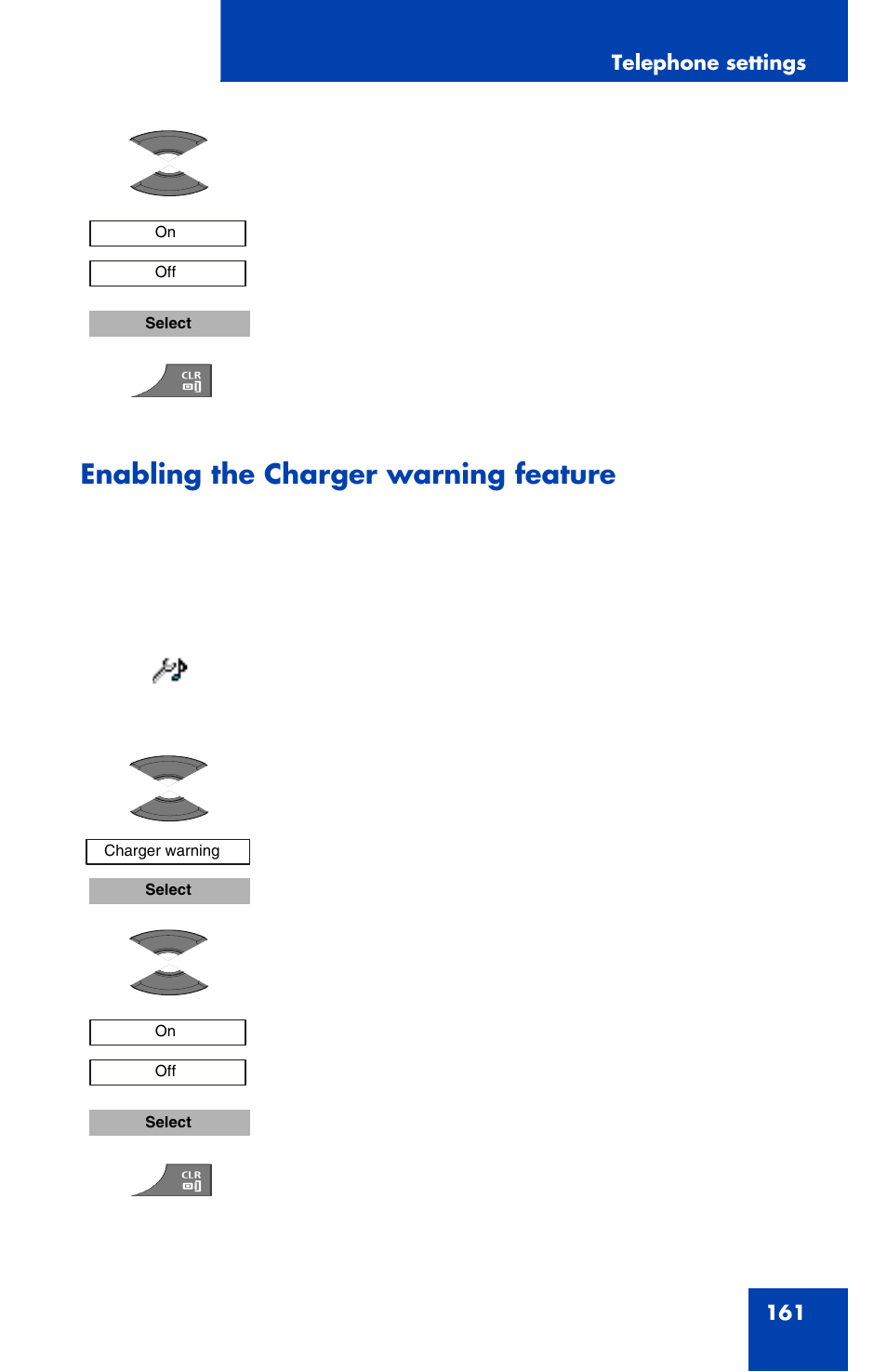 Enabling the charger warning feature | Nortel Networks Nortel 4070 User Manual | Page 161 / 212