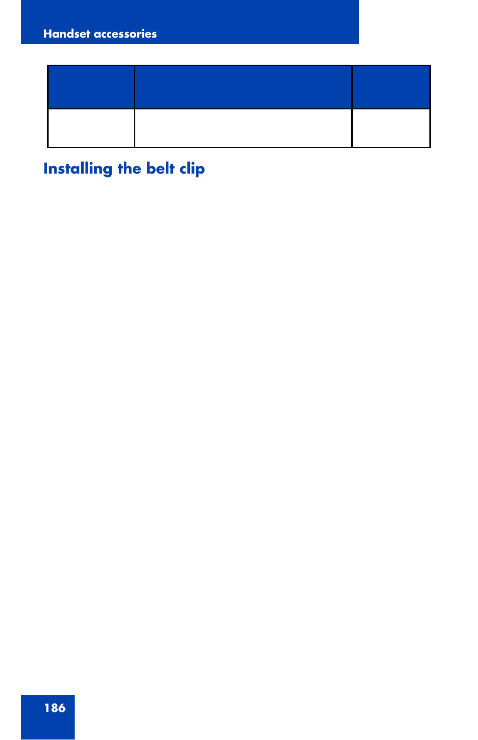 Installing the belt clip | Nortel Networks Nortel 4070 User Manual | Page 186 / 212