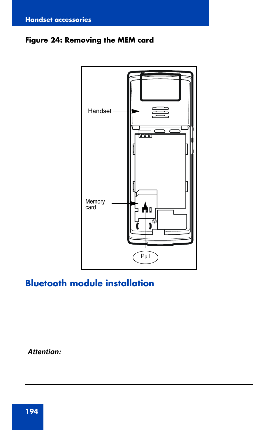 Bluetooth module installation | Nortel Networks Nortel 4070 User Manual | Page 194 / 212