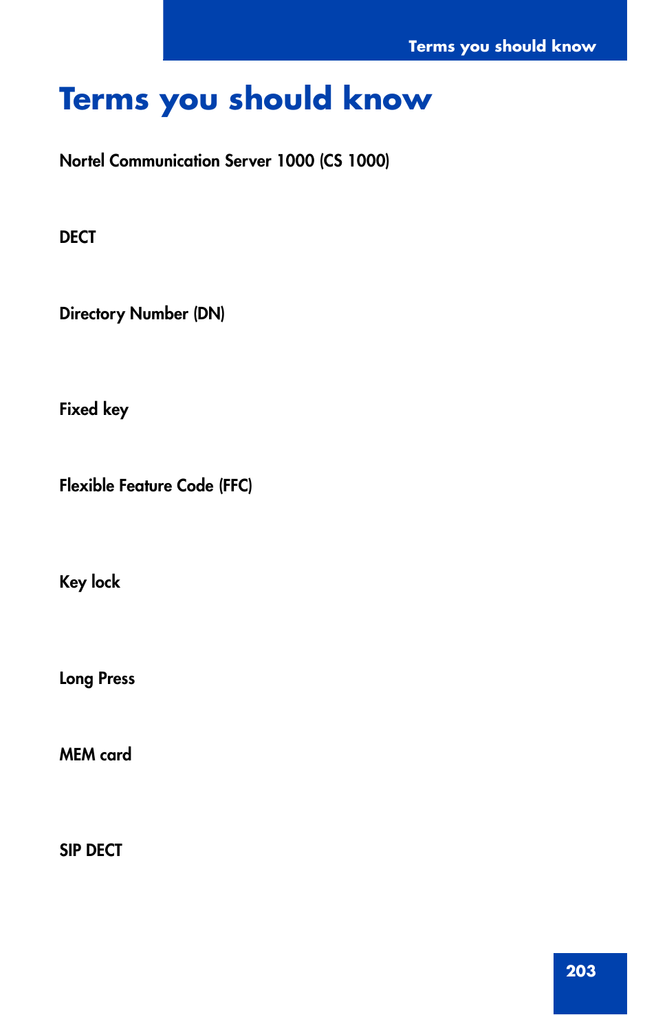 Terms you should know | Nortel Networks Nortel 4070 User Manual | Page 203 / 212