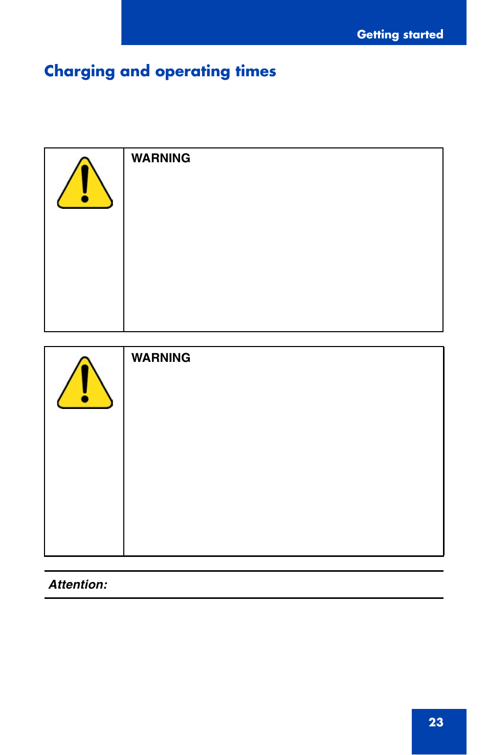 Charging and operating times | Nortel Networks Nortel 4070 User Manual | Page 23 / 212