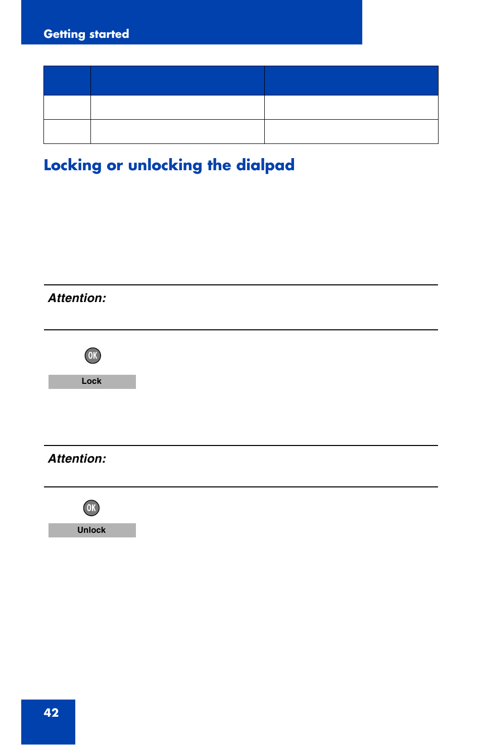 Locking or unlocking the dialpad | Nortel Networks Nortel 4070 User Manual | Page 42 / 212