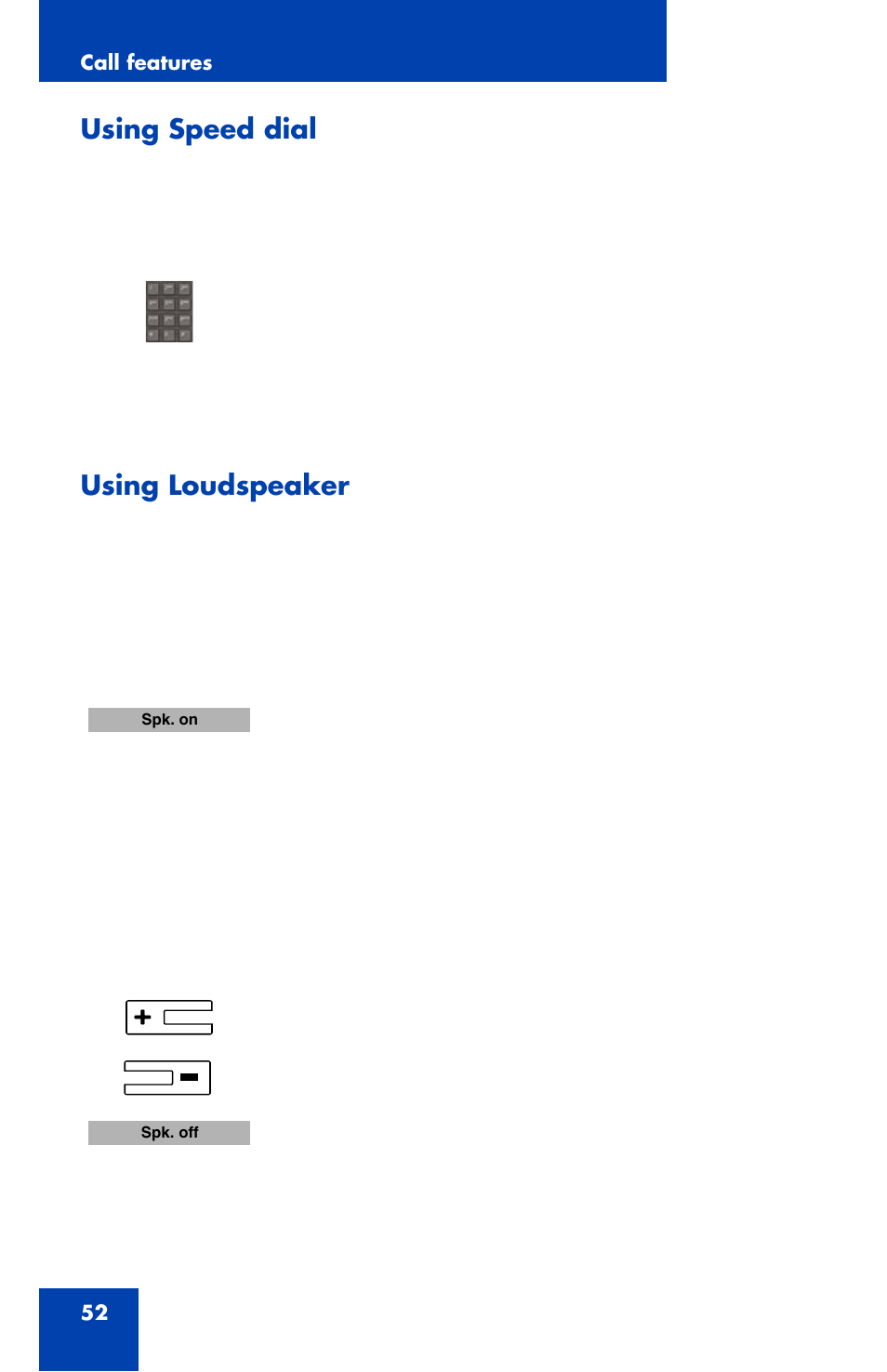 Using speed dial, Using loudspeaker | Nortel Networks Nortel 4070 User Manual | Page 52 / 212