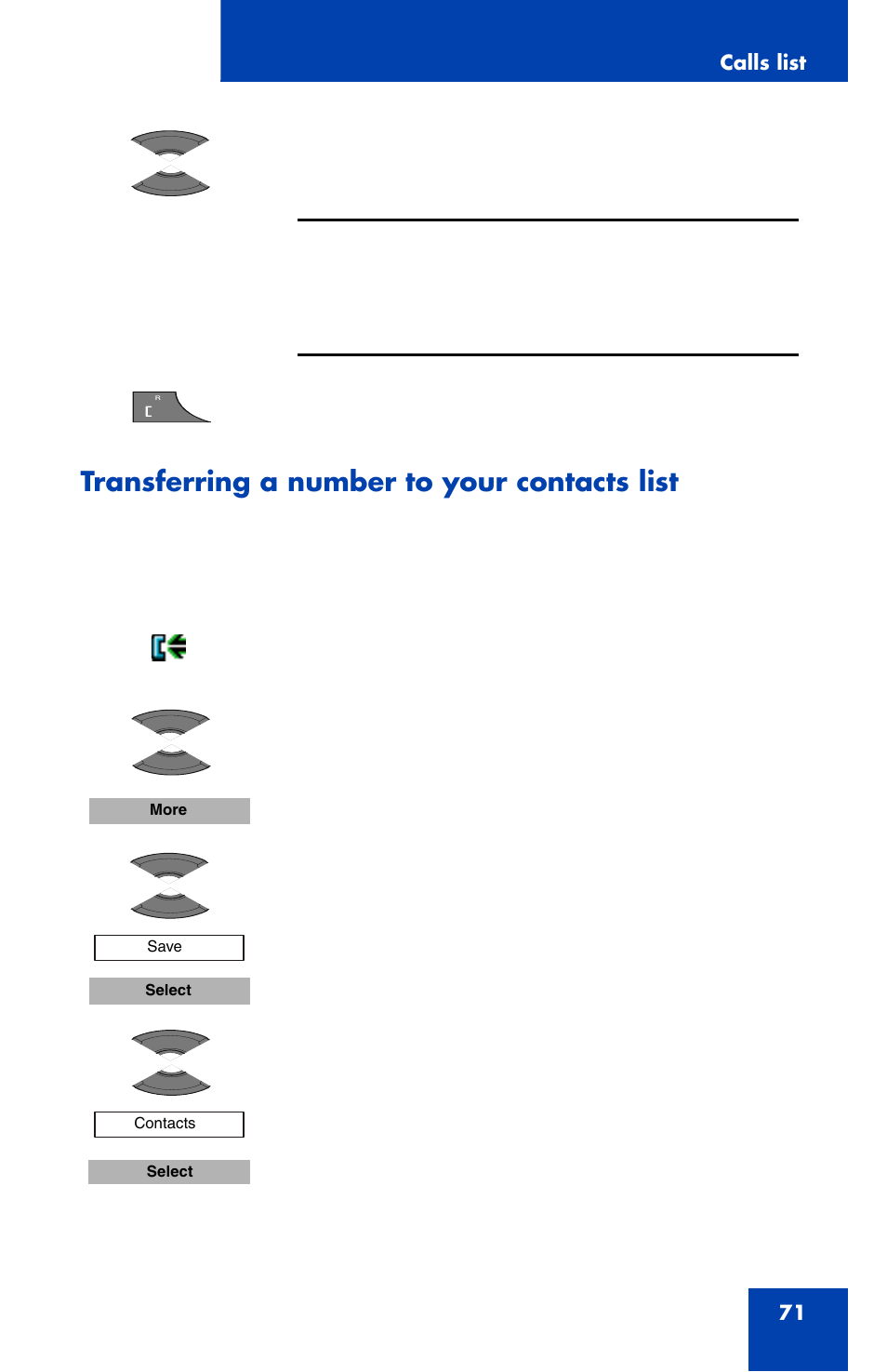 Transferring a number to your contacts list | Nortel Networks Nortel 4070 User Manual | Page 71 / 212