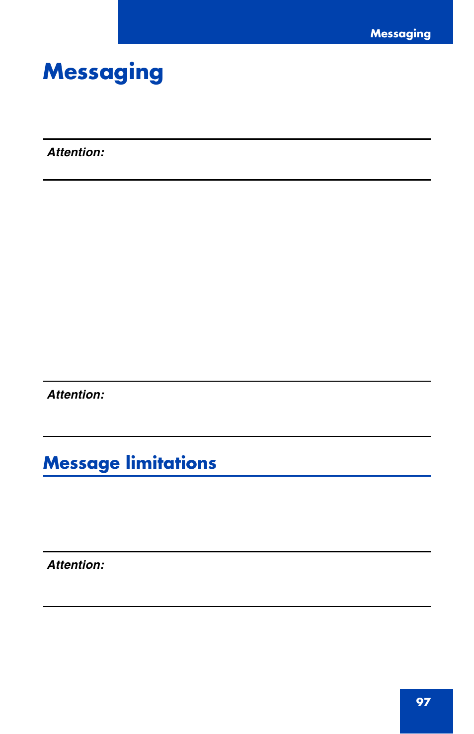 Messaging, Message limitations | Nortel Networks Nortel 4070 User Manual | Page 97 / 212