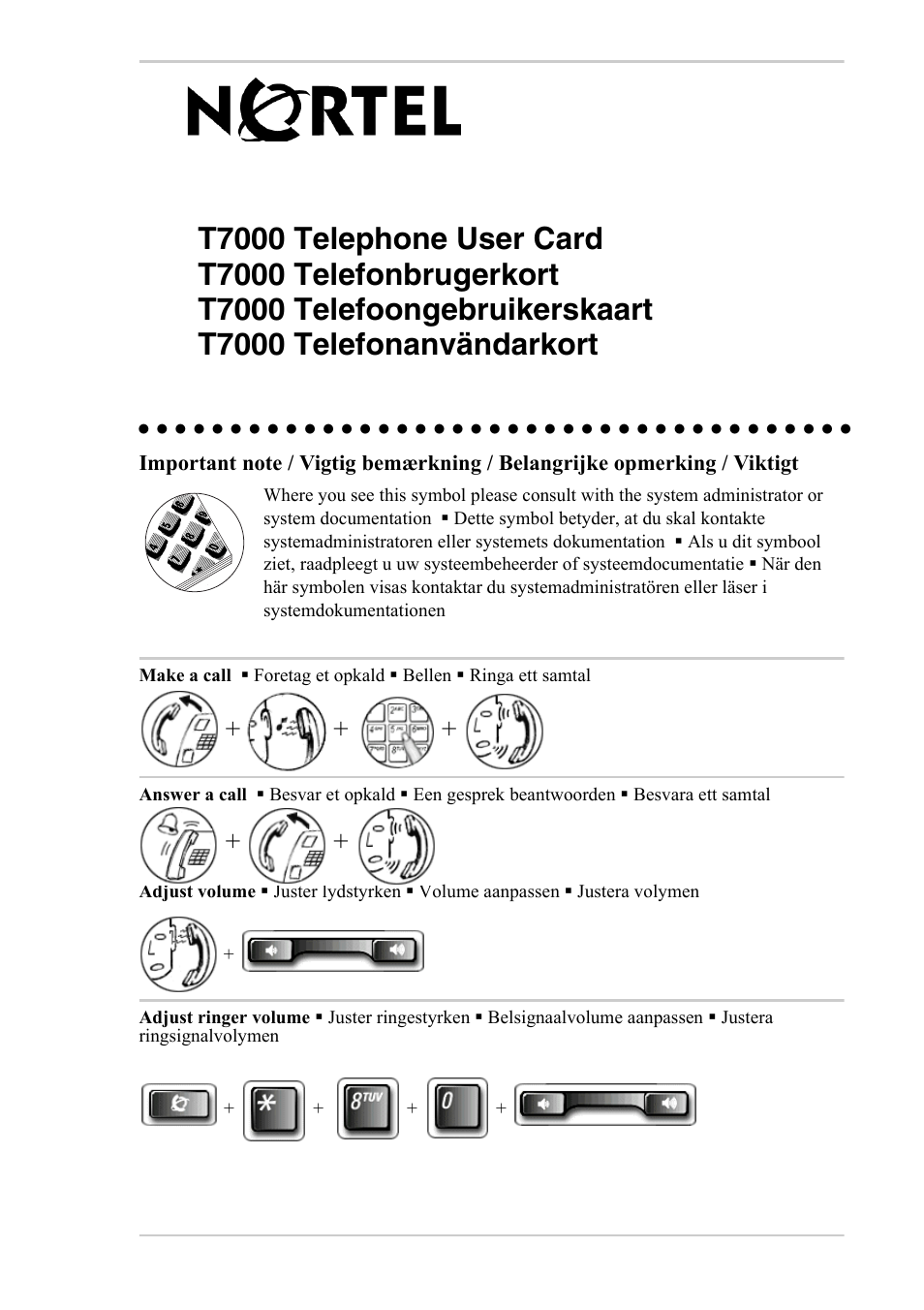 Nortel Networks Nortel Business Series Terminal T7000 User Manual | 4 pages