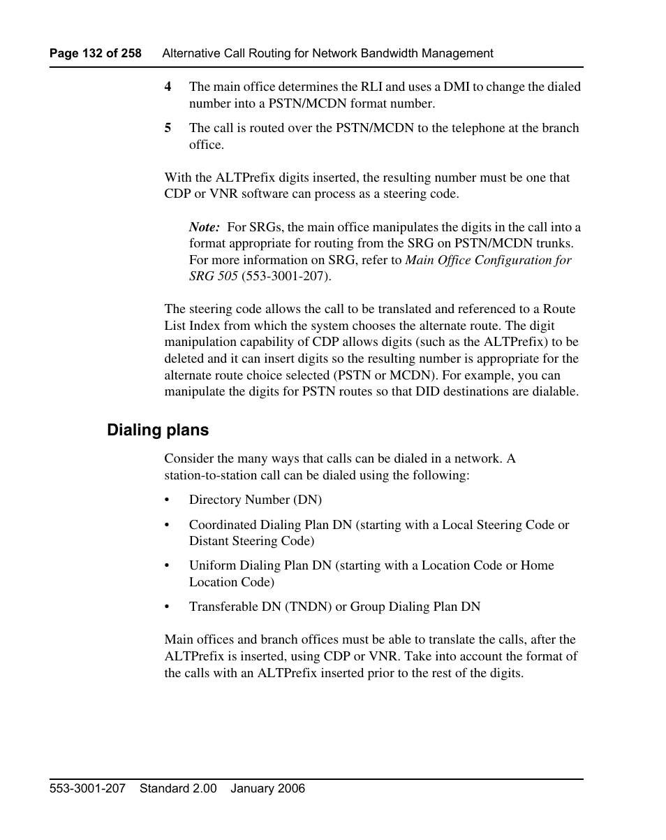 Dialing plans | Nortel Networks Remote Gateway 50 User Manual | Page 132 / 260