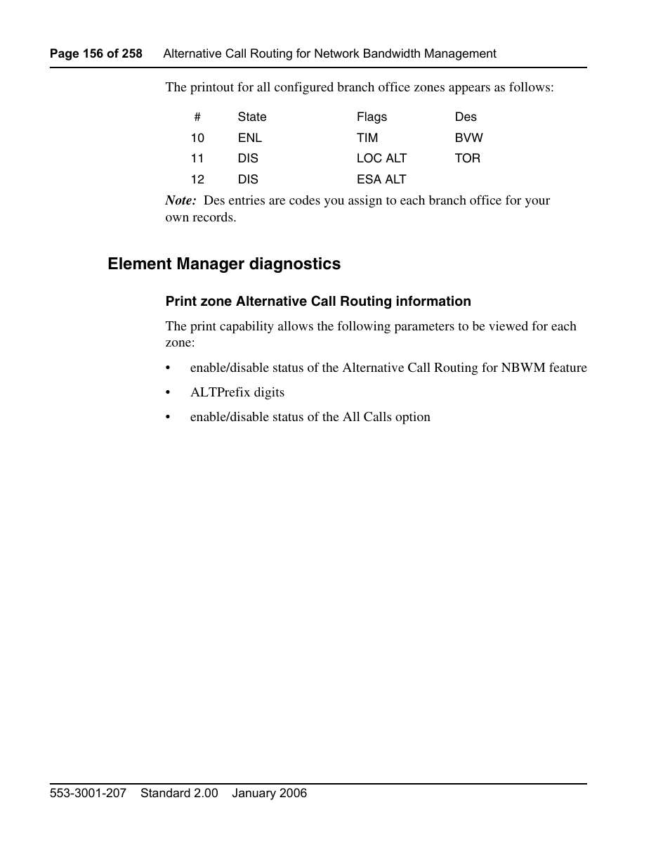 Element manager diagnostics | Nortel Networks Remote Gateway 50 User Manual | Page 156 / 260
