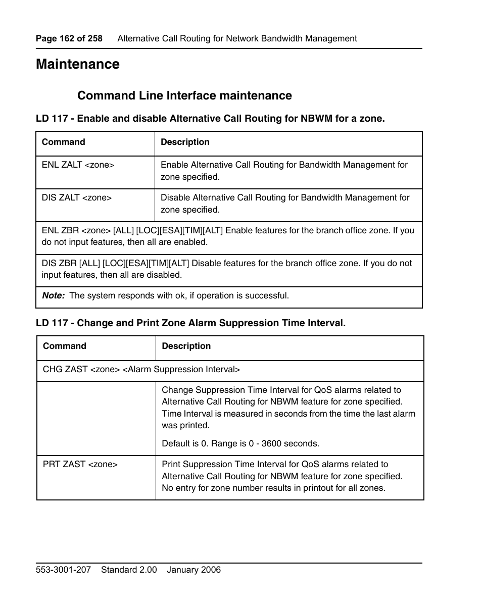 Maintenance, Command line interface maintenance | Nortel Networks Remote Gateway 50 User Manual | Page 162 / 260