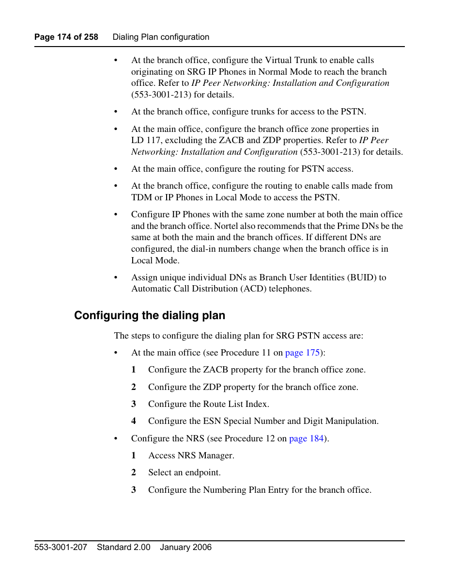 Configuring the dialing plan | Nortel Networks Remote Gateway 50 User Manual | Page 174 / 260