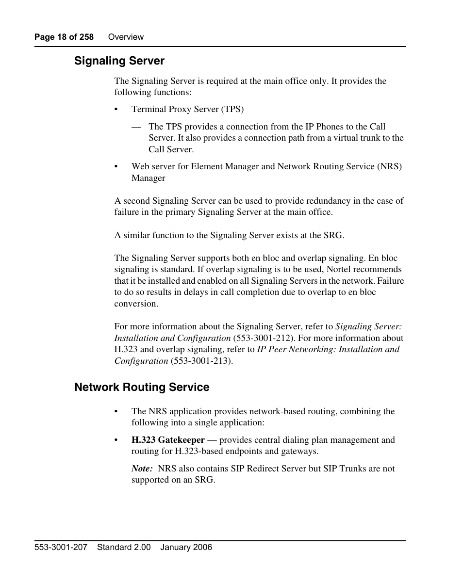 Signaling server, Network routing service | Nortel Networks Remote Gateway 50 User Manual | Page 18 / 260