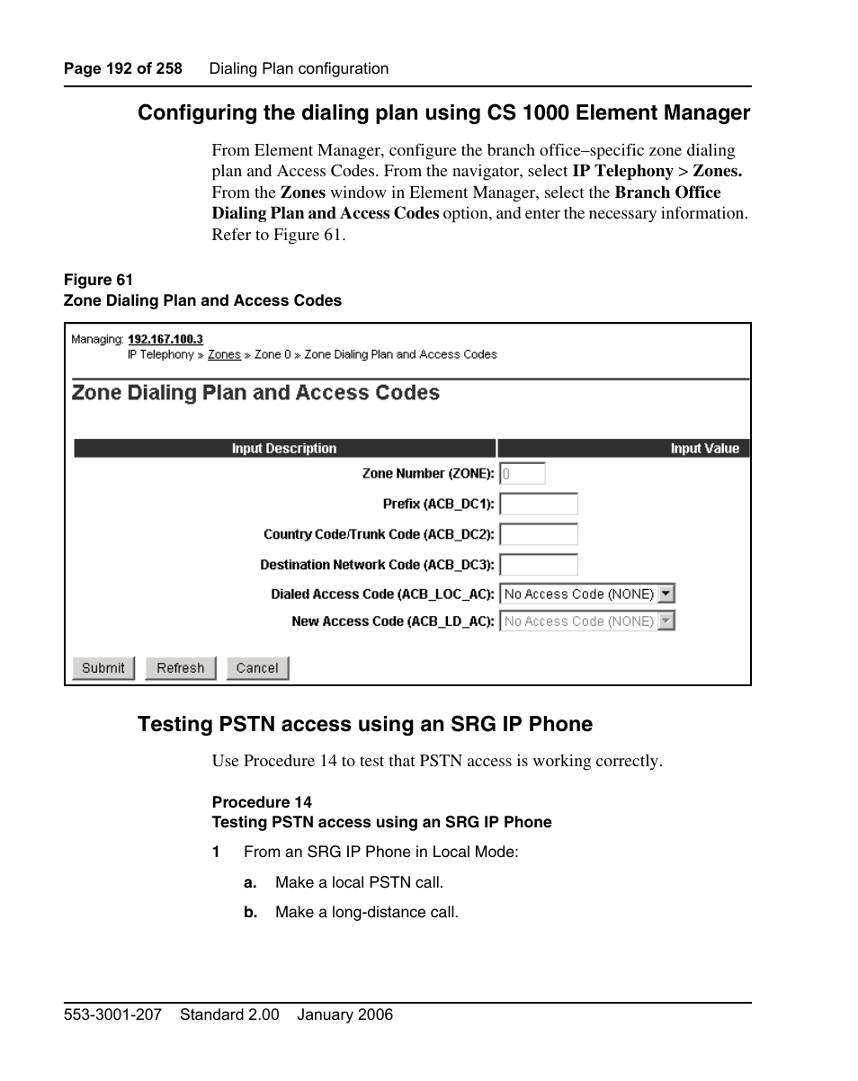 Testing pstn access using an srg ip phone, Figure 61 on | Nortel Networks Remote Gateway 50 User Manual | Page 192 / 260