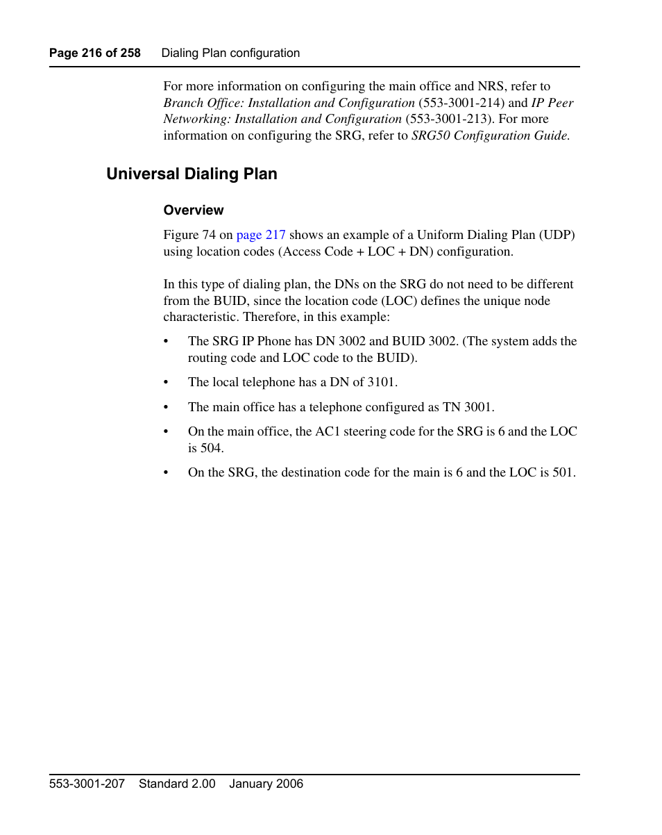 Universal dialing plan | Nortel Networks Remote Gateway 50 User Manual | Page 216 / 260