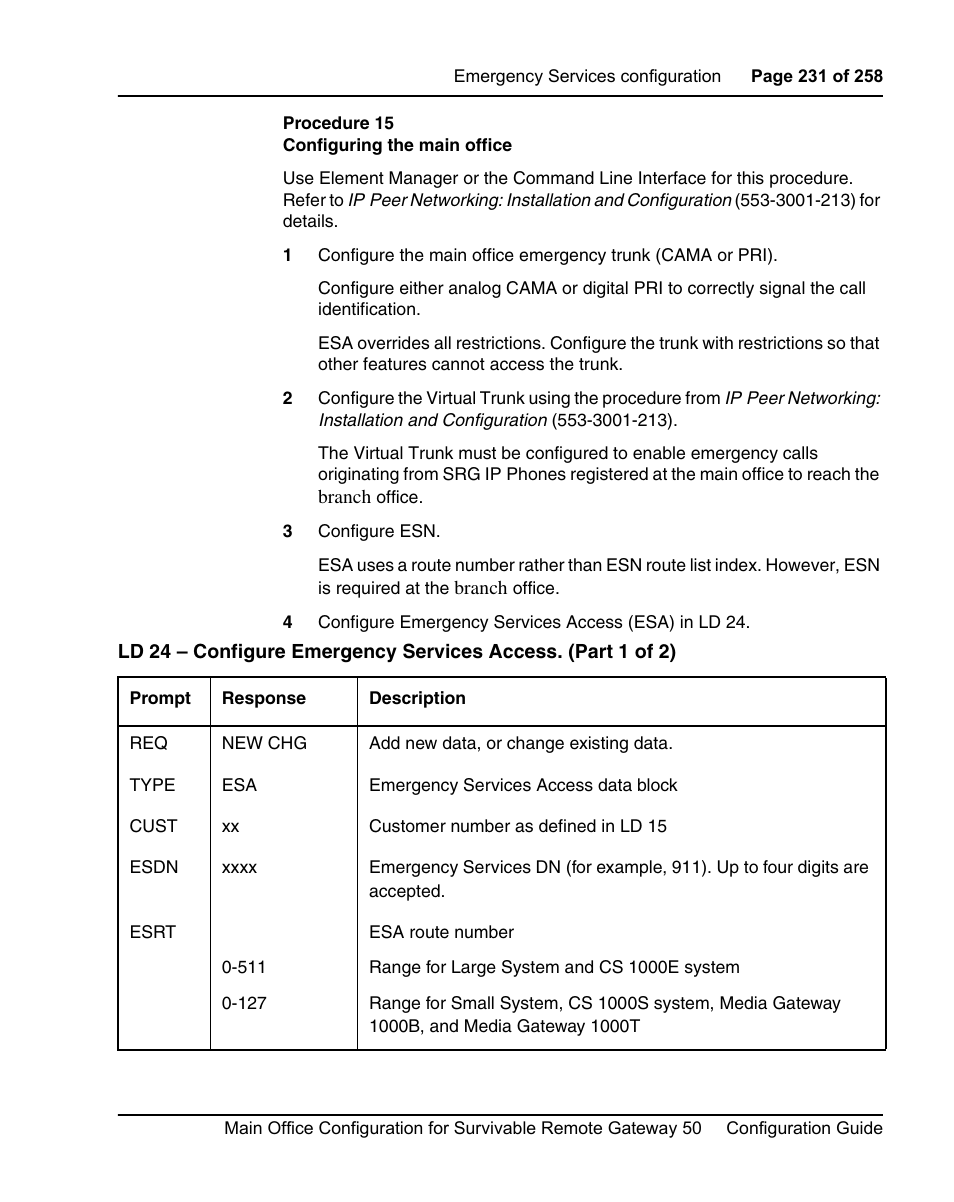 Procedure 15 configuring the main office | Nortel Networks Remote Gateway 50 User Manual | Page 231 / 260